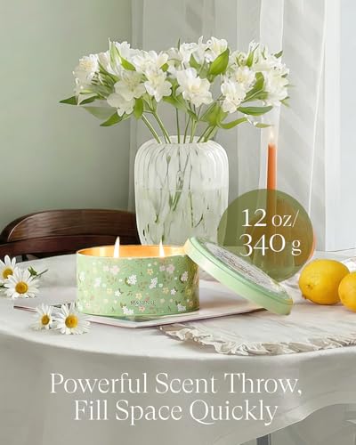 Image of M&SENSE 2 Wicks Gardenia Scented Candle 12oz | Soy Wax, Natural, Floral Scent, Spring