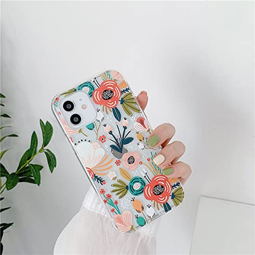 Coque iPhone fleur transparente motif floral pour iPhone 13 12 11 Pro Max X XR XS