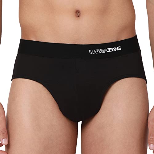 Image of Underjeans Men Black Cotton Blend Brief
