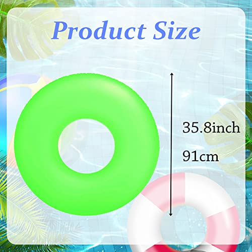 POPOYU Transparent Swimming Ring Inflatable Pool Rings for Adults,91cm Inflatable Pool Floats Rubber Ring for Swim,Swimming Pool Inflatables for Adult,Green Adult Swim Ring Inflatable for Water Beach - Image 2