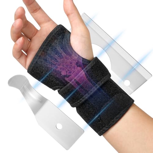 Beugo Orthese Poignet, Attelle Poignet Réglable avec 3 Éclisses Métalliques, Protege Poignets pour Tendinite, Arthrite et Entorses, Droit