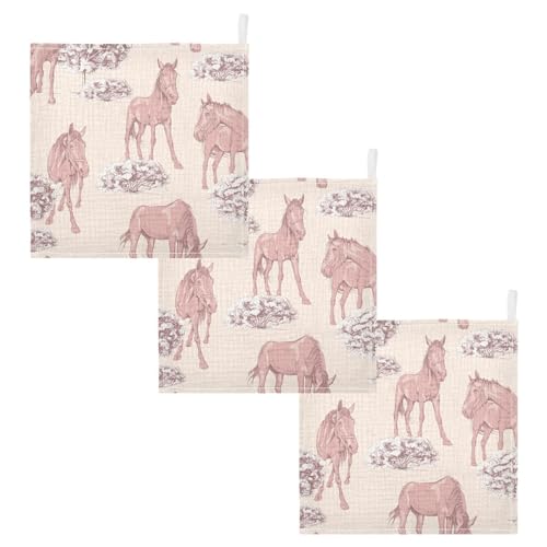 Image of Horse Baby Muslin Washcloths Face Towel, Western Burp Cloths Cotton Wipes 3 Pack Infant Wash Cloth for Newborn Boys Girls 12x12 inches