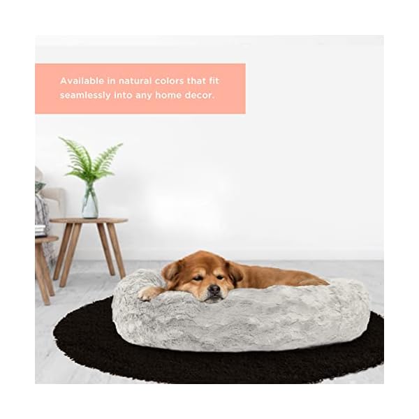 Best-Friends-by-Sheri-The-Original-Calming-Donut-Cat-and-Dog-Bed-in-Lux-Fur-Gray-Medium-30x30 Donut Dog Beds - Orthopedic, Calming, and Elevated