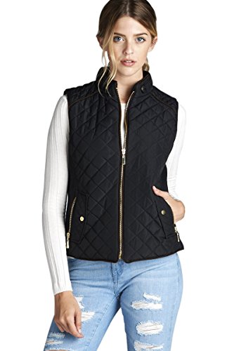 Active USA Quilted Padding Vest With Suede Piping Details Sizes from S to 3XL (Black-Large)