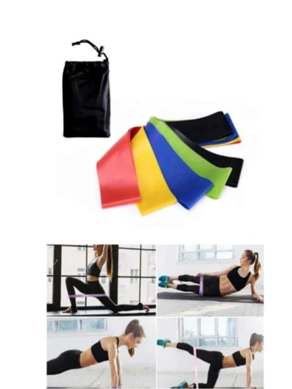 5 Farklı Seviyeli Çantalı Pilates Direnç Bandı Seti