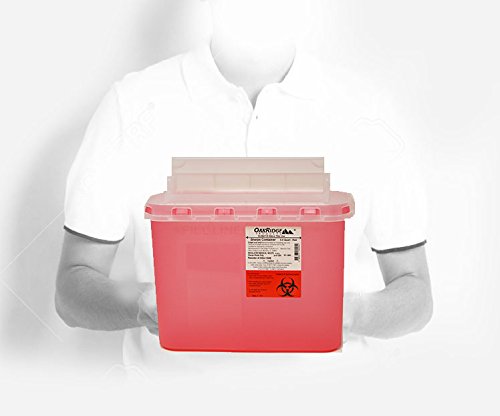 5.4 Qt Stye Sharps Disposal Container (2 Pack) by Oakridge Products. Touchfree Rotating Lid