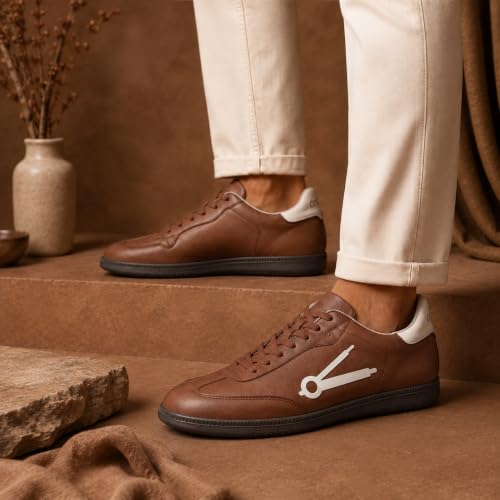Image of Cos tan Raftaar Mitti Brown Sneakers, Vegan Leather, Lace-Up