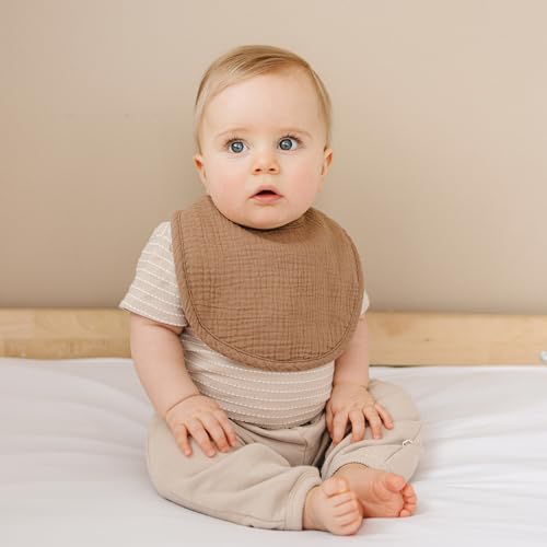 Image of Konssy Muslin Baby Bibs 8 Pack Baby Bandana Drool Bibs Cotton for Unisex Boys and Girls, Soft Absorbent Set for Teething and Drooling