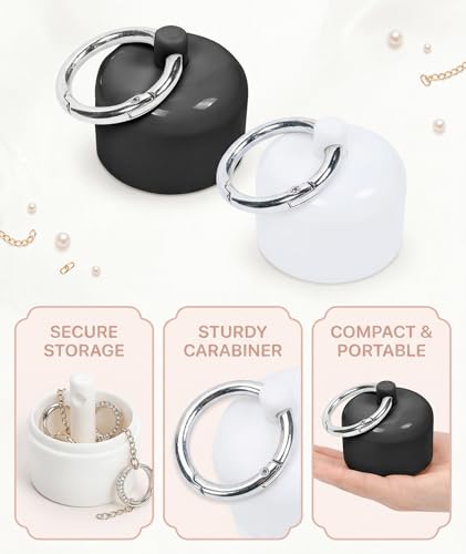 Image of NHCDFA 2 PCS Mini Jewellery Box and Ring Box Set, Compact Portable Jewelry Organizer for Travel and Daily Storage, White and Black Jewelry Boxes for Delicate Accessories