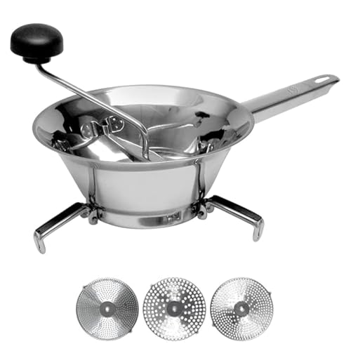 Home Trio Passaverdura con 3 Dischi, Acciaio Inox, 24 cm