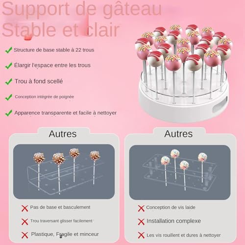 Support pour cake pop transparent sans basculement pour 22 pièces - 5