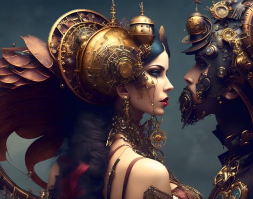 Peinture sur toile abstrait steampunk pour habiller un mur vide poster 58 x 90