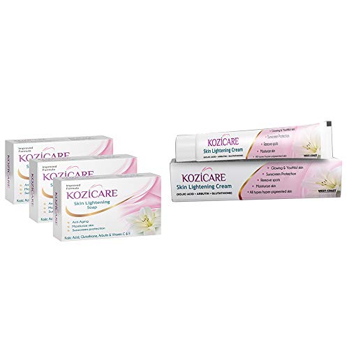 Kozicare Skin Lightening Kit 3 Soap + 1 Cream (for Lightening & Brightening Skin) Kozicare Skin Lightening Kit 3 Soap + 1 Cream (for Lightening & Brightening Skin)