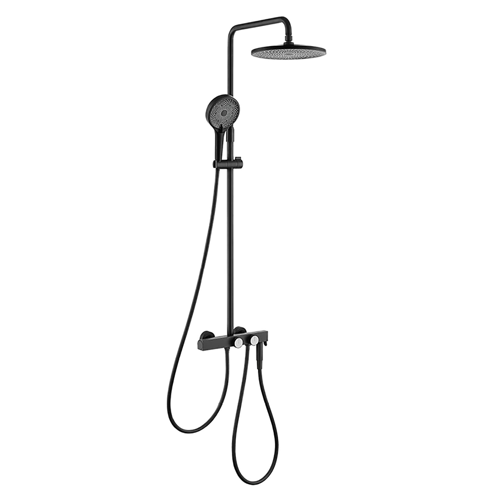 SWENEEN Handheld Showershower System,Thermostatic Shower Faucet Set,Wall Mounted Shower Combination Set,12 Inch Rain Shower Head With Tub Spout,Hand Shower,Bidet Sprayer,White,Black