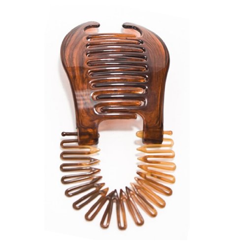 Mia e-Pony "Elongated" Ponytail Holder Hair Styling Tool, Modern Banana Clip Opens at Top for a Chic Hollywood Hairstyle for Women, Teens, Girls - Tortoise Brown