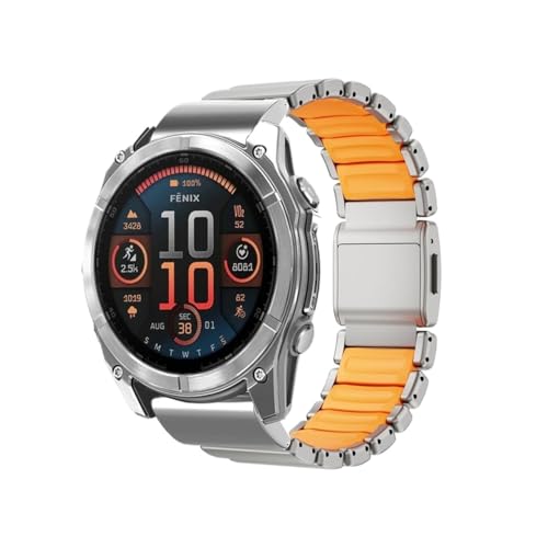 に適合26mm 高級チタンバンド、Garmin Watch Enduro 3 /2 Fenix 8 7X Pro 51mm Fenix 6X Tactix 7 Pro バンドに適合(Titanium orange)