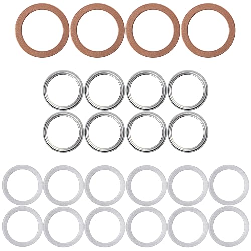 Image of Aluminium Oil Drain Plug Gaskets - Differential & Transfer Case Crush Washer for Leak Proof Sealing - Durable & Reliable Oil Plug Washer - Compatible with Toyota Lexus Scion (24 Pack)