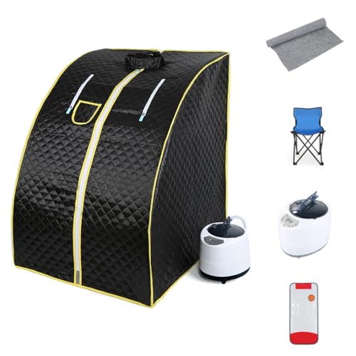 Homewell Sauna portatile per casa, sauna a vapore, sauna a casa, può alleviare la fatica, con regolazione della temperatura, telecomando, poggiapiedi, sedia (76 x 88 x 100 cm, nero)