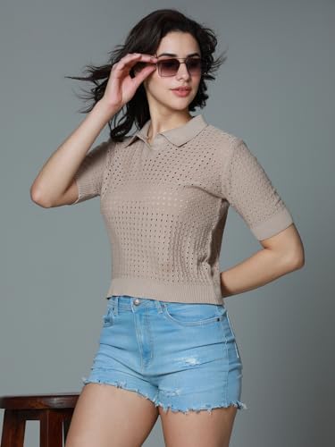 Image of HIGH STAR Women's Cotton Solid Regular Fit T-Shirt