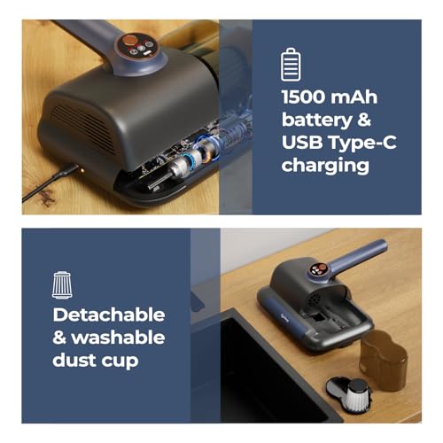 Image of Lifelong Cordless Mite Remover for Bed, Sofa & Cushions | Handheld Mattress Vacuum Cleaner with UV Sterilization, HEPA Filter & Strong Suction |Portable Dust & Allergen Remover for Home Cleaning
