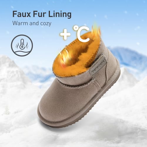 Balabala Toddler Snow Boots Winter Boots for Girls Water Resistance Boys Boots Kids Boots Solid Suede Boots Warm Lightweight2