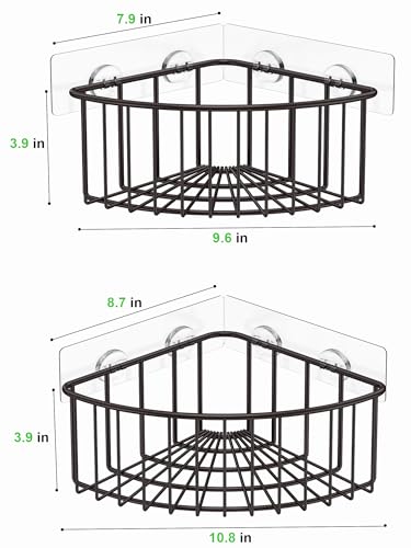 Image of SMARTAKE 2-Pack Corner Shower Caddy Deep Basket Design, SUS304 Stainless Steel, Wall Mounted Bathroom Shelf with Adhesive, Storage Organizer for Toilet, Dorm and Kitchen (Bronze)