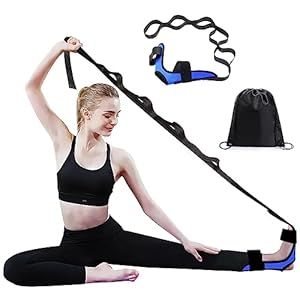 Yoga Stretching Strap With Loops, Stretcher Belt with Loops, Leg and Foot Stretch Assist, Leg Stretcher for Plantar Fasciitis Relief, Physical Therapy, Pilates, Dance & Gymnastics(Blue)