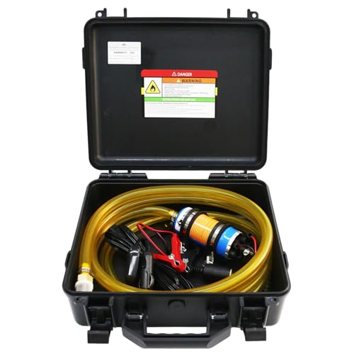 12V External Inline Fuel Transfer Pump Set, Electric Fuel Pump 100GPH High Flow, Portable Gasoline Transfer Pump Universal for Vehicles, Boats, RVs, Equipment, Gasoline, Diesel (12V-Set) 12V