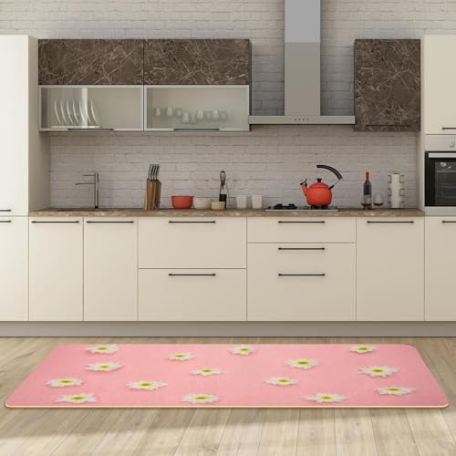 Tapis de cuisine antidérapant lavable pour sol propre et sécurisé rose - 3