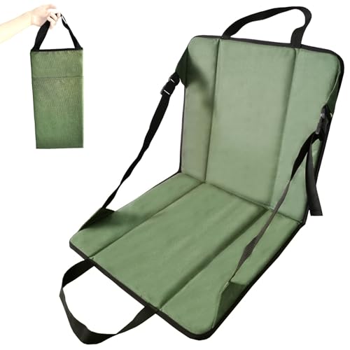 Pozico Portable Stadium Seat Cushion with Backrest for Bleacher, Lightweight Foldable Seat for Outdoor Sports, Concerts and Camping (Olive Green)