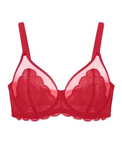 Image of HSIA Minimizer Bras for Women Large Bust Full Coverage Lace Plus Size Bra - Mermaid Scales