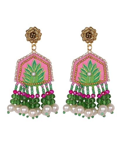Image of KHOJ.CITY Ethnic Earrings for Women | Handmade Jewellery for Women | Lightweight Boho Statement Earrings for Girls | Multicolor Stylish Earrings