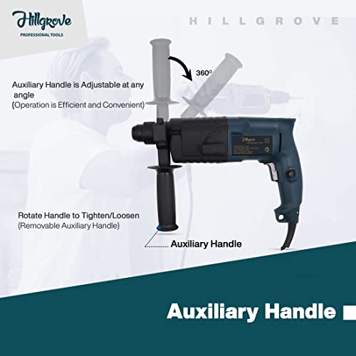 Image of Hillgrove HGCM999M3 All Purpose 20mm Hammer Impact Drill Machine Forward /Reverse Rotation with 3 Bits for Making Holes in Metal /Wood /Concrete Hammer Drill (20 mm Chuck Size, 750 W)