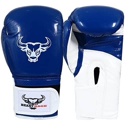 Gants de boxe Muay Thai,Pour entraînement de frappe, sparring, MMA,Pour enfants,170 g,Pour homme et femme,En cuir,Pour le fitness, le kickboxing, le grappling, les arts martiaux (170 g, bleu) Cover