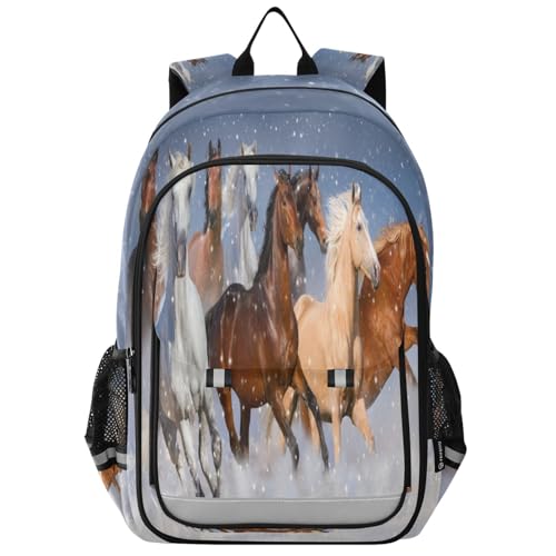 Sac à dos ordinateur portable enfants chevaux dans la neige B608