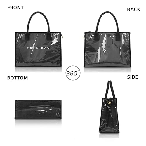 Image of GISMTR PVC Tote Bag for Women Large Letters Print Hobo Handbags Kraft Paper Shoulder Bag with Strap for Work Travel