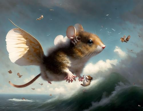 Souris sur une mouette poster toile décoration murale ciel vertical