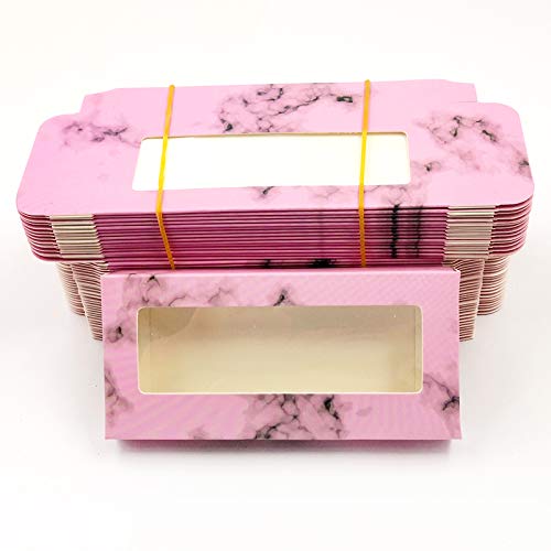 HBZGTLAD NEW 50pcs Empty Eyelashes Packaging Soft Paper Lash Box holographic Design for 25MM Strip Lashes 3D Mink Lashes (16#)