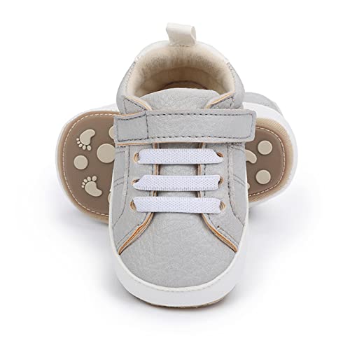 Image of SOFMUO Baby Boys Girls High Top Ankle PU Leather Sneakers Soft Rubber Sole Infant Moccasins Newborn Oxford Loafers Anti-Slip Toddler Wedding Uniform Dress Shoes