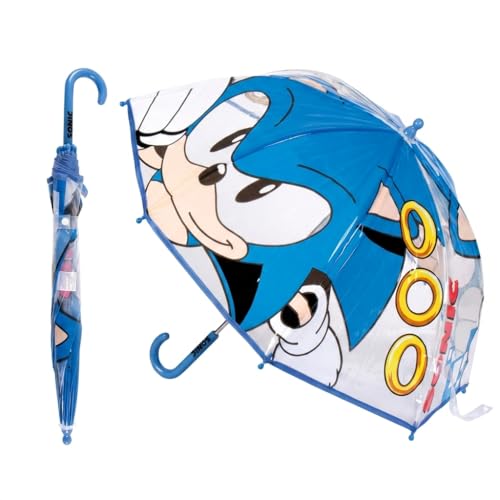 Paraguas Infantil Sonic para Niños y Niñas – Paraguas Resistente, Ligero y Seguro con Diseño Oficial de Sonic the Hedgehog – Ideal para Colegio y Días de Lluvia