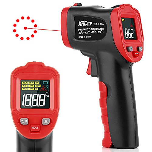 Termómetro Infrarrojo (no para humanos), Termómetro láser Digital, Pistola de Temperatura con Función de Alarma para Cocinar/horno de Pizza/Barbacoa, Pistola de Temperatura IR -50 ℃ ~ 400 ℃ rojo