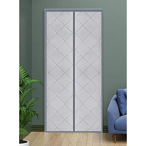 Cozomiz Magnetic Thermal Insulated Blackout Door Curtain Storm Wind Fleece Insulation Curtian Magnetic Screen Door with Thermal and Insulated Waterproof Noise Reduce 31"x78" Inch PU Leather Silver Cover