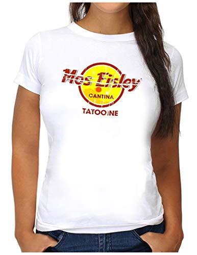 OM3® Mos-Eisley-Cantina-Tatooine T-Shirt - Damen - Best Bar in the Universe Vintage Style - L, Weiß
