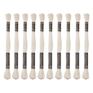 12 Skeins Embroidery Cotton Floss is 100% Egyptian Long Fiber Cotton of 8.75yds Each Cotton Cross Stitch Thread for Hand Embroidery DIY Creation and Friendship Bracelet String. (12, Beige)