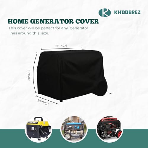 Image of KHOOBREZ Generator Cover | Water-Resistant & Dustproof Protective Cover for Portable Home Generators | Heavy-Duty Polyester Universal Fit | Black