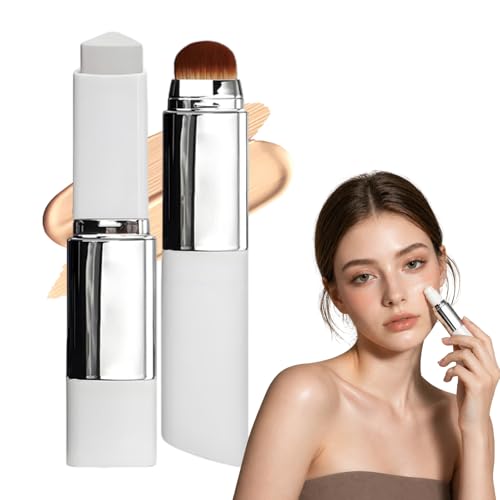 Faccelove Base de maquillaje con SPF 15: ajuste automático de color – Base 2 en 1 con cepillo integrado – Cuidado antiedad para pieles maduras a partir de 40 – Maquillaje coreano Foun Dation para