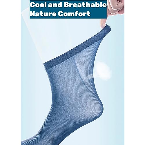 7/14 Pack Unisex Silk Sheer Crew Socks Ultra Thin Breathable Dress Socks Athletic Socks for Men Women2