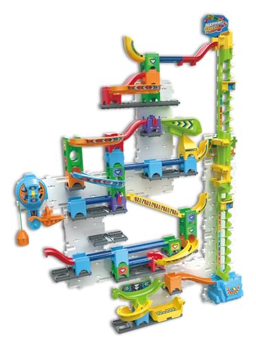 VTech Marble Rush Free Fall Vertikales Set, Bauset für Kinder, 93 Bauteile & 10 Murmeln, Interaktives Bauspielzeug, Geeignet für Kinder ab 6 7 8 Jahren, Englische Version