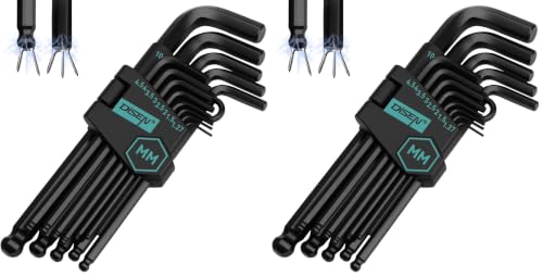 Image of DISEN 13 Pieces Hex Key Allen Wrench Set Metric Size with Ball End (Pack of 2)