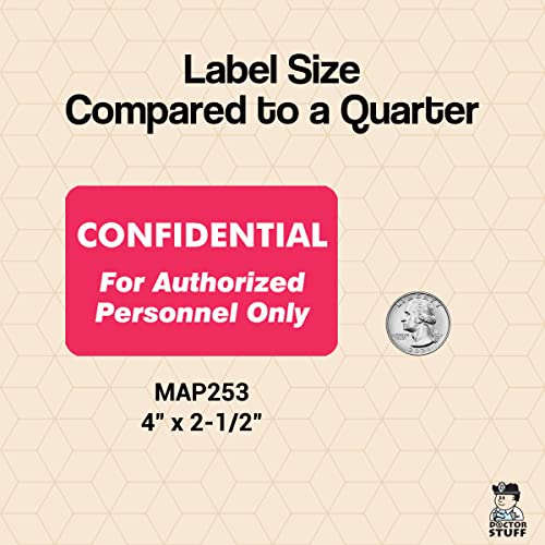 Doctor Stuff - File Folder Chart Labels, Map253, Confidential, Hipaa Medical Stickers, Red/White, 4" X 2-1/2", 100 Per Box #TOP2